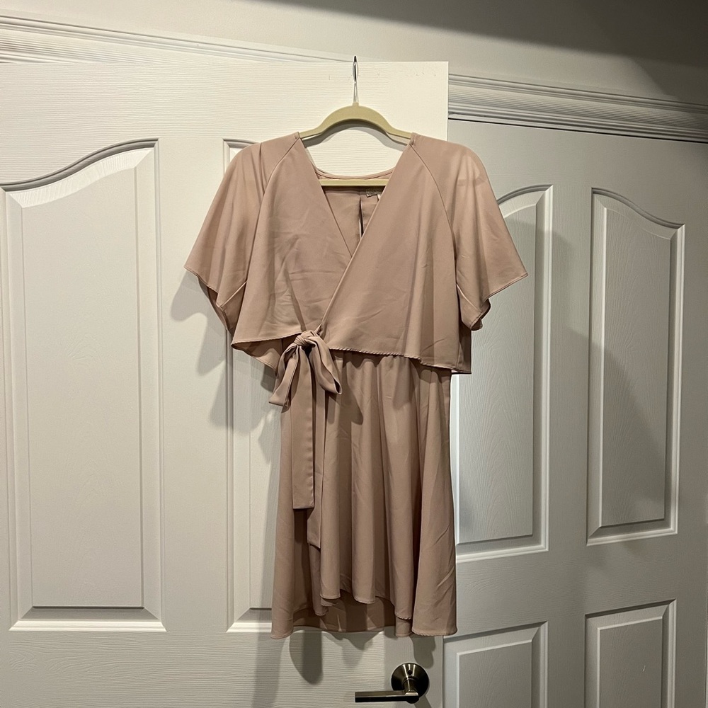 GB dusky pink faux wrap mini dress